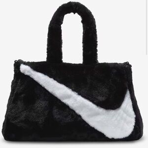 Nike Women's Black and White Faux Fur Tote Bag